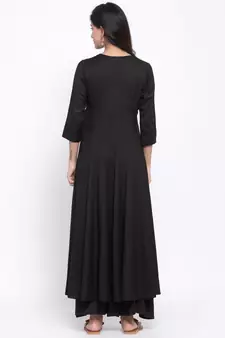 Black plain cotton ethnic-kurtis