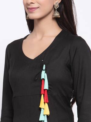 Black plain cotton ethnic-kurtis 4