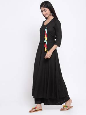 Black plain cotton ethnic-kurtis 5