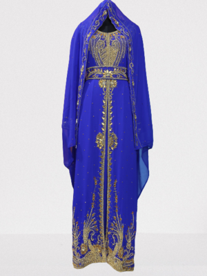  Blue Zari Stone Work Georgette Islamic Style Beads Embedded Partywear Kaftan Long Gown Evening wear Dubai kaftan 1