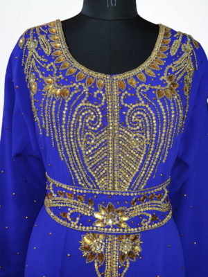  Blue Zari Stone Work Georgette Islamic Style Beads Embedded Partywear Kaftan Long Gown Evening wear Dubai kaftan 2
