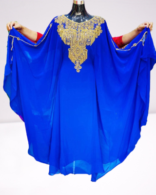  Blue Zari Stone Work Georgette Islamic Style Beads Embedded Partywear Kaftan Long Gown Evening wear Dubai kaftan 3