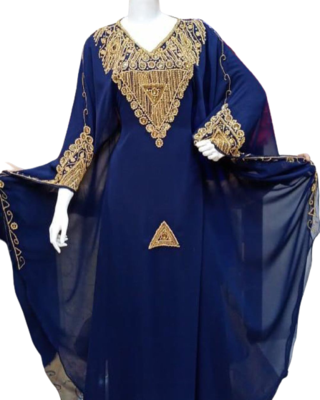 navy Blue Zari Stone Work Georgette Islamic Style Beads Embedded Partywear Kaftan Long Gown Evening wear Dubai kaftan 3