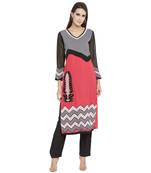 Peach embroidered cotton kurta &-sets