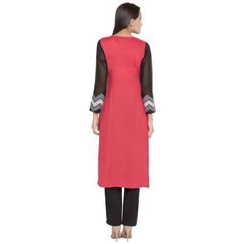 Peach embroidered cotton kurta &-sets 4