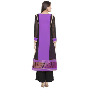 Purple embroidered georgette kurta &-sets 4