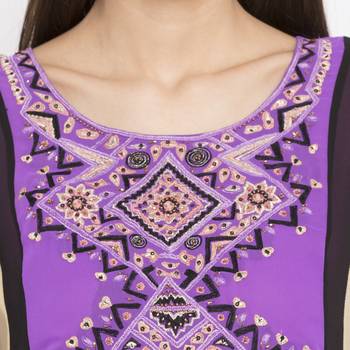 Purple embroidered georgette kurta &-sets 5