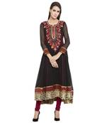 Black embroidered georgette kurta &-sets