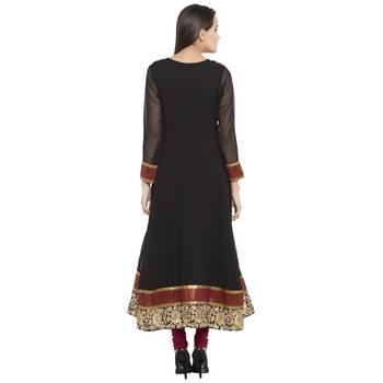 Black embroidered georgette kurta &-sets 4