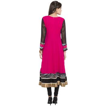 Pink embroidered georgette kurta &-sets 4