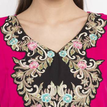 Pink embroidered georgette kurta &-sets 5