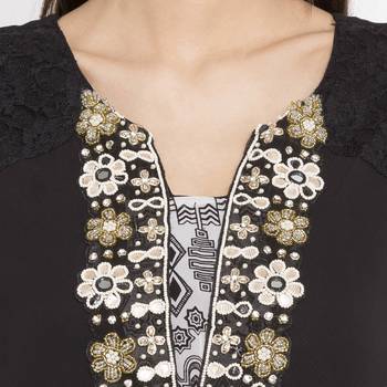 Black embroidered georgette kurta &-sets 5