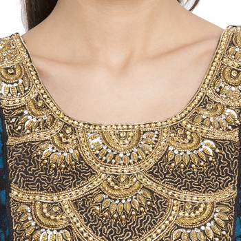 Blue embroidered georgette kurta &-sets 5