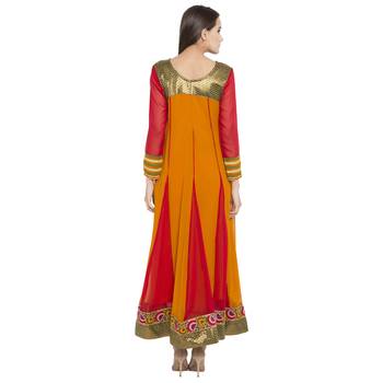 Mustard embroidered georgette kurta &-sets 4