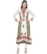 Off-white embroidered georgette kurta &-sets