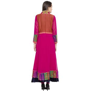Pink embroidered georgette kurta &-sets 4