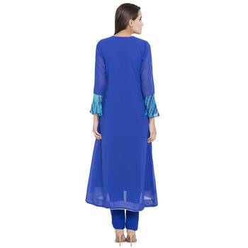 Blue embroidered georgette kurta &-sets 4