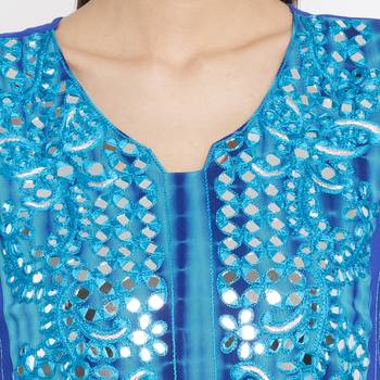 Blue embroidered georgette kurta &-sets 5
