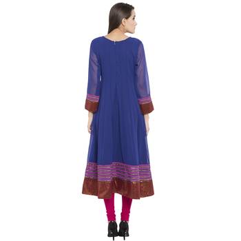 Blue embroidered georgette kurta &-sets 4