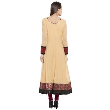 Beige embroidered georgette kurta &-sets 4