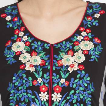 Black embroidered georgette kurta &-sets 5