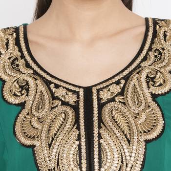 Green embroidered georgette kurta &-sets 5