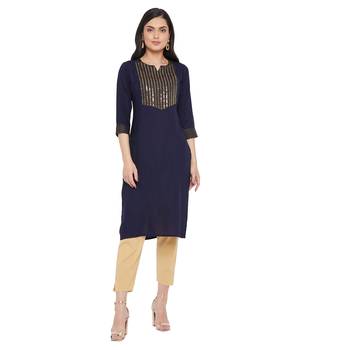 Sethi Daughters Black Color Gold Block Printed Rayon Kurta 1