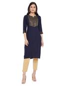 Sethi Daughters Black Color Gold Block Printed Rayon Kurta