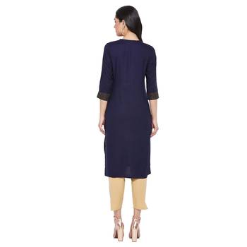 Sethi Daughters Black Color Gold Block Printed Rayon Kurta 2