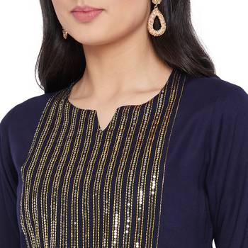 Sethi Daughters Black Color Gold Block Printed Rayon Kurta 5