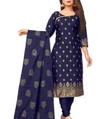 Navy-blue resham woven jacquard salwar