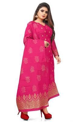 Rani-pink resham woven jacquard salwar 2