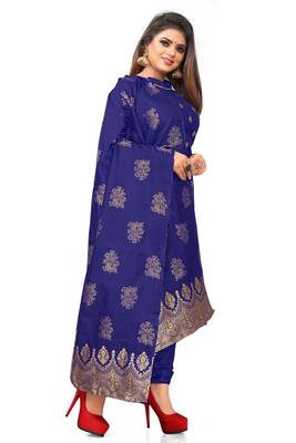 Blue resham woven jacquard salwar 2
