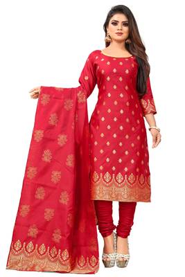 Red resham woven jacquard salwar 1