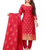 Red resham woven jacquard salwar