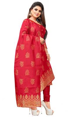 Red resham woven jacquard salwar 2