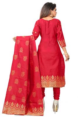 Red resham woven jacquard salwar 3