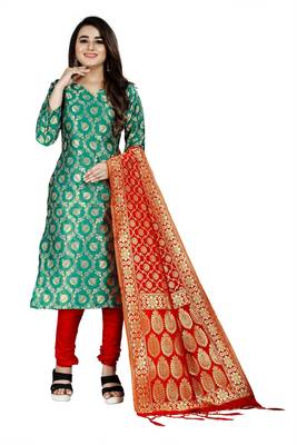 Green resham woven jacquard salwar 1