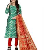 Green resham woven jacquard salwar