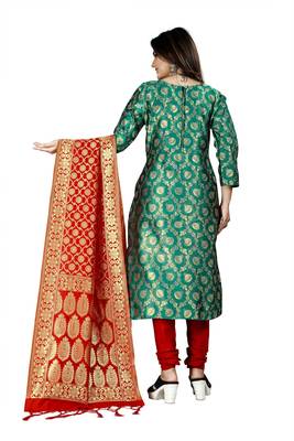 Green resham woven jacquard salwar 3