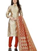 Cream resham woven jacquard salwar