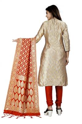 Cream resham woven jacquard salwar 3