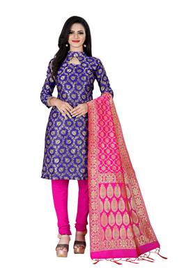 Blue resham woven jacquard salwar 1