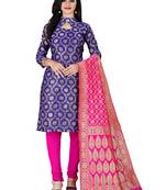 Blue resham woven jacquard salwar
