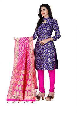 Blue resham woven jacquard salwar 2