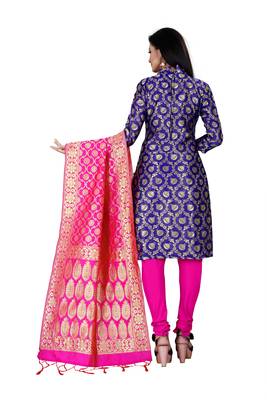 Blue resham woven jacquard salwar 3