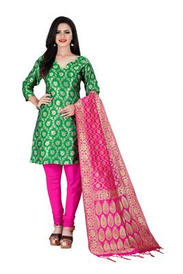 Green resham woven jacquard salwar 1