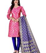 Pink resham woven jacquard salwar