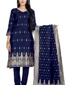 Navy-blue resham woven jacquard salwar