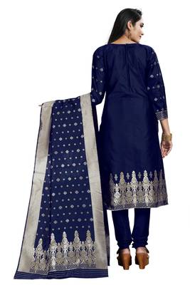 Navy-blue resham woven jacquard salwar 3